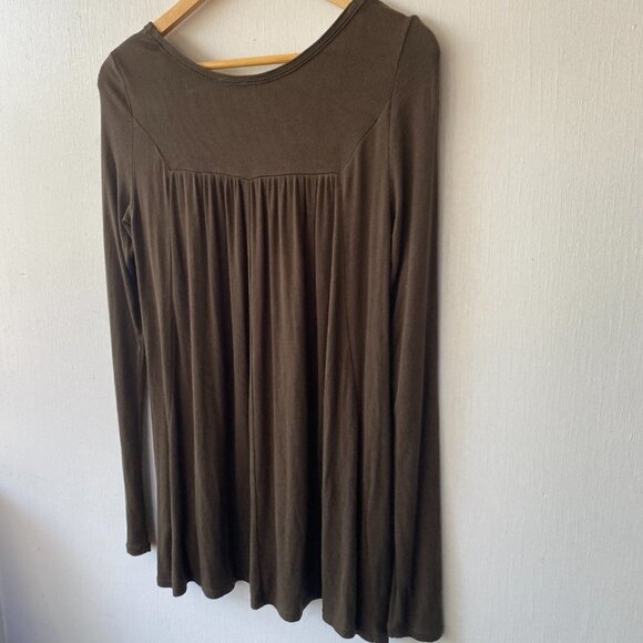 We the Free Long Sleeve Top Womens Small Ribbed Brown Scoop Neck Fairy Goblin - Picture 8 of 8